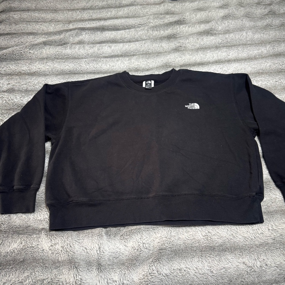 The North Face Woman Black Crewneck Sweatshirt with White Logo